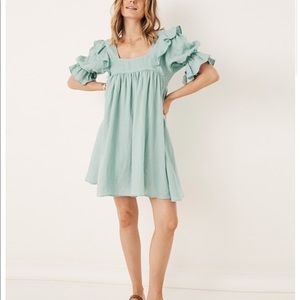NWOT Spell and the Gypsy Collective Mae‎ seafoam green blue linen dress